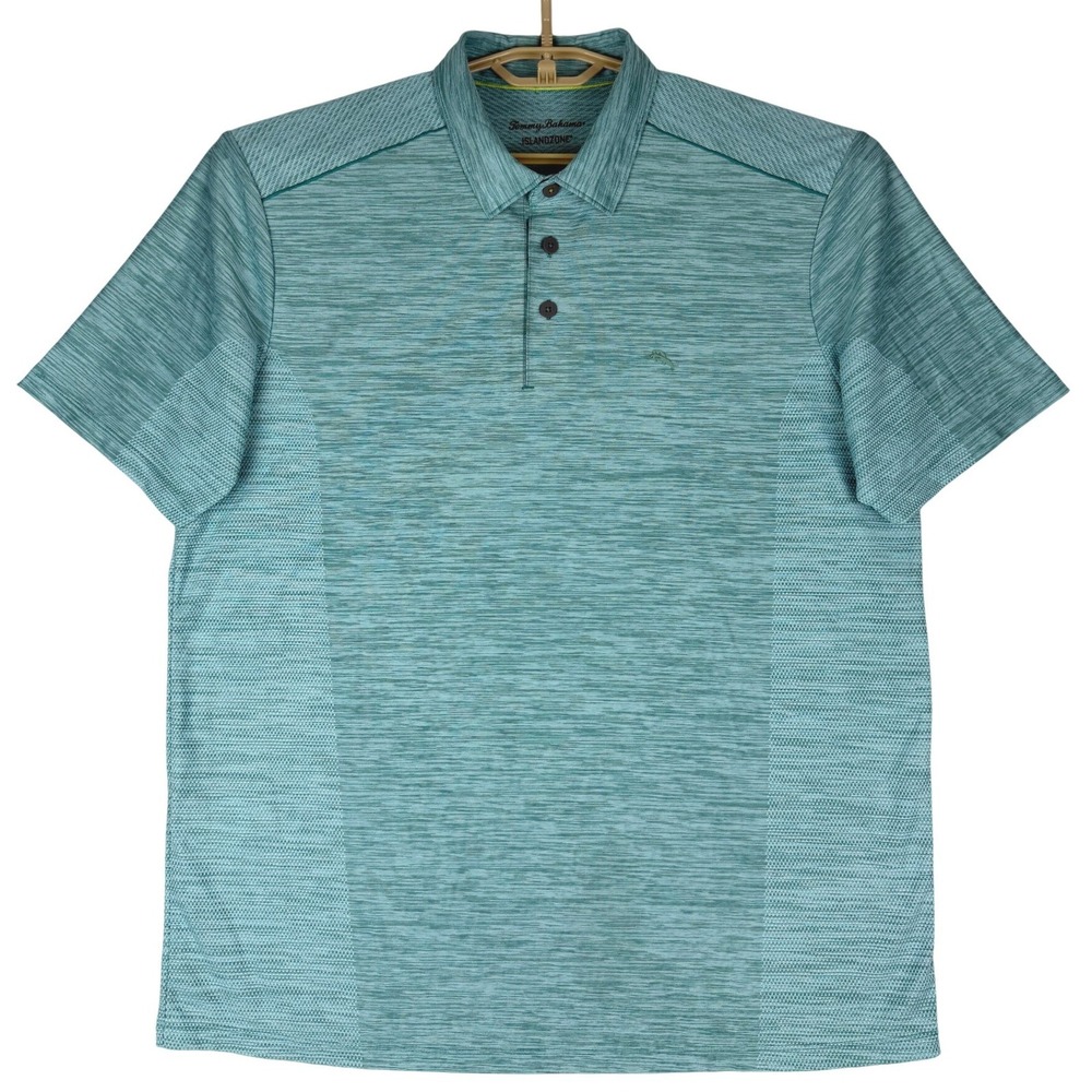 Tommy Bahama IslandZone Polo Shirt Mens L Teal Performance Recycled Polyester